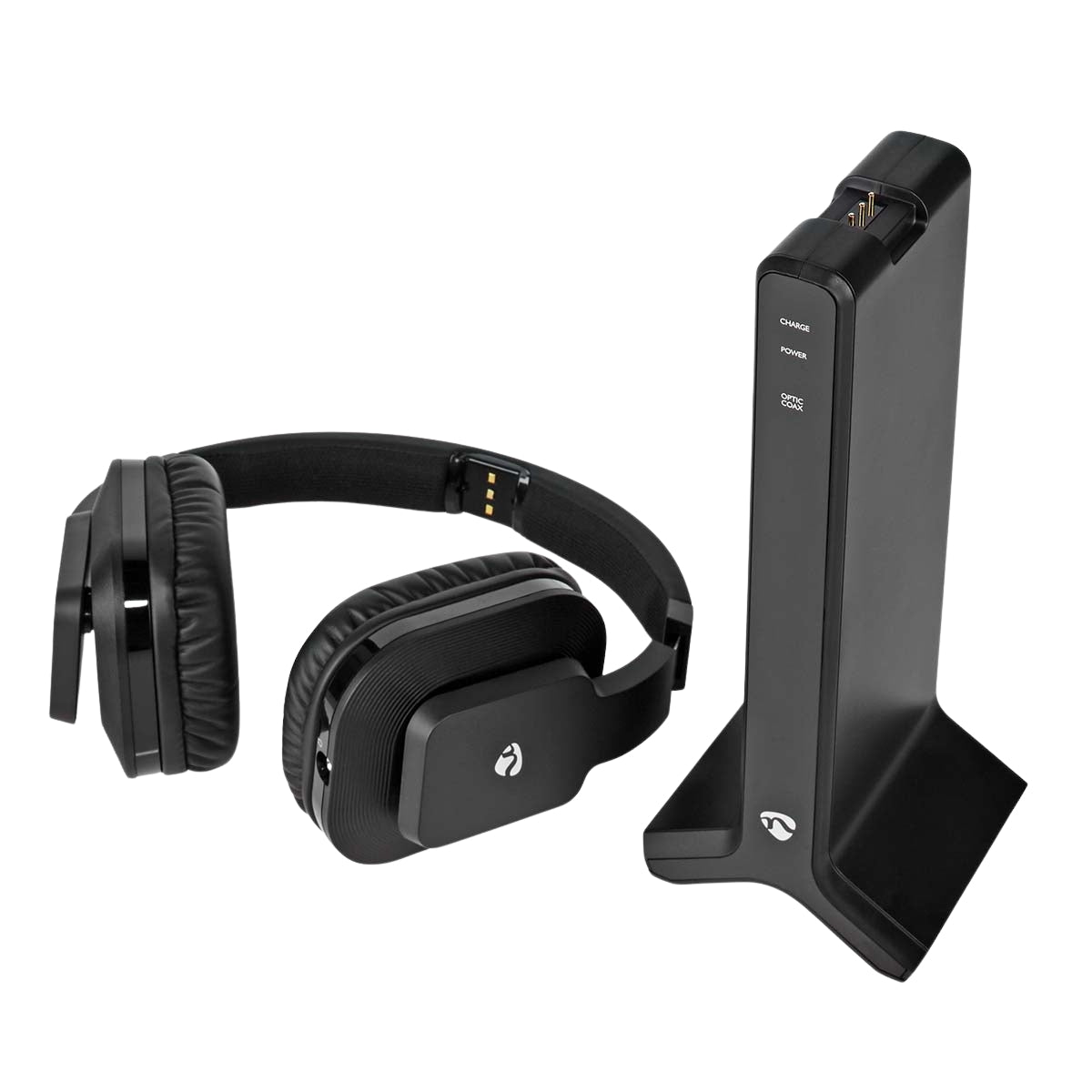 Wireless TV Headphones | RF | Over-Ear | Maximum battery play time: 8 hrs | 25 m | Digital Audio | Charging dock | Black