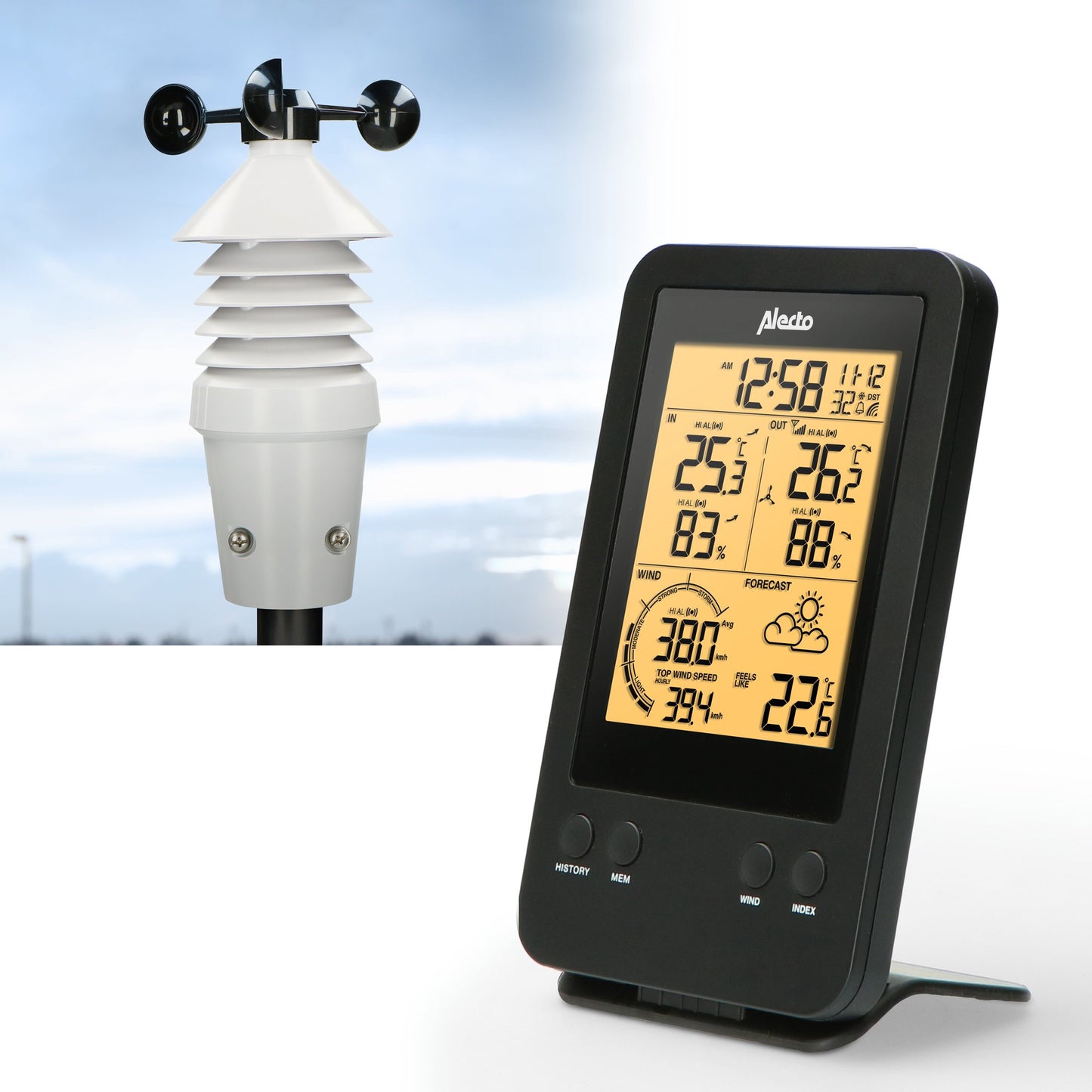 Wireless Weather Station with Outdoor Sensor, Black