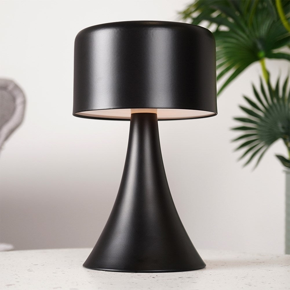Wireless black table lamp with 8 LEDs for home and office