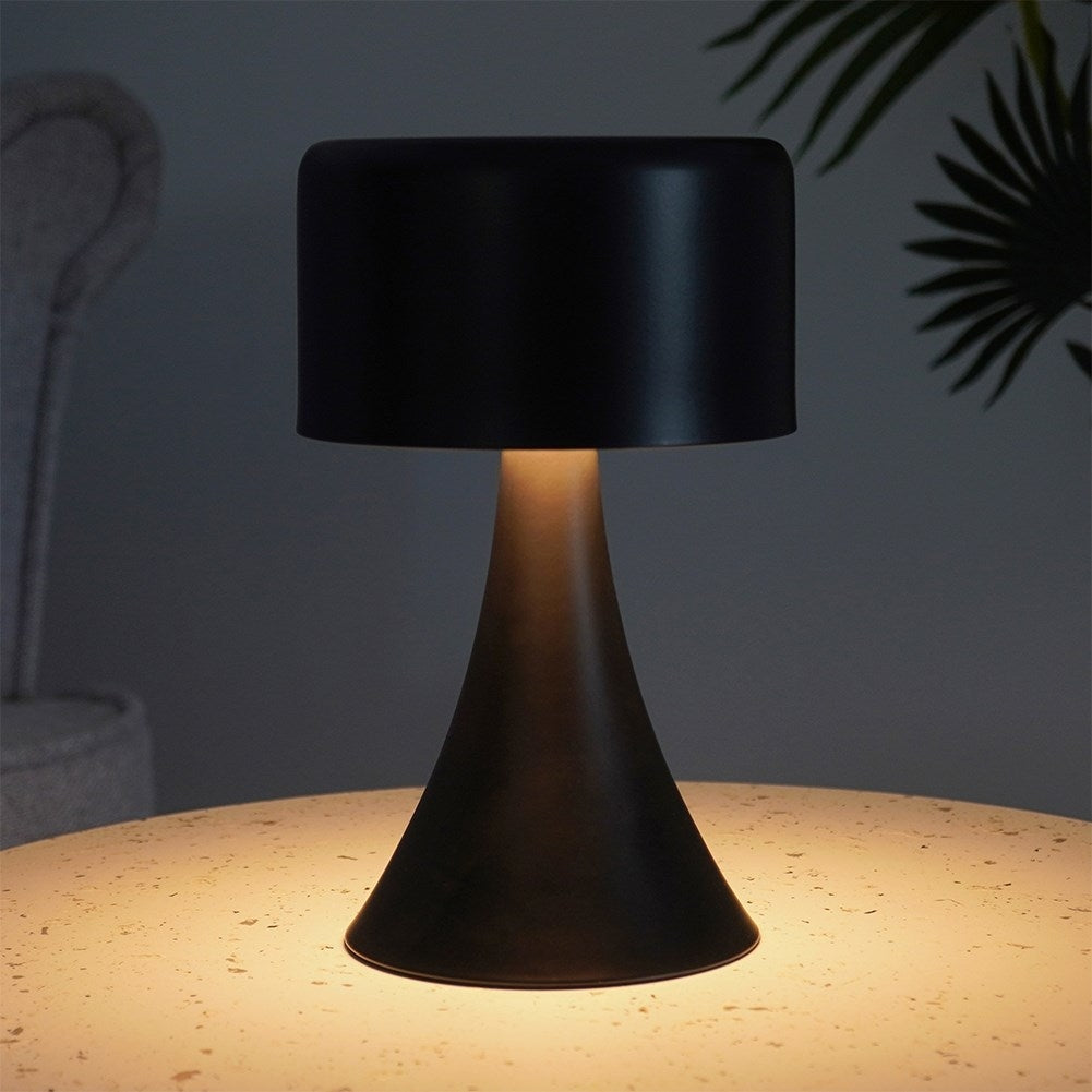 Wireless black table lamp with 8 LEDs for home and office