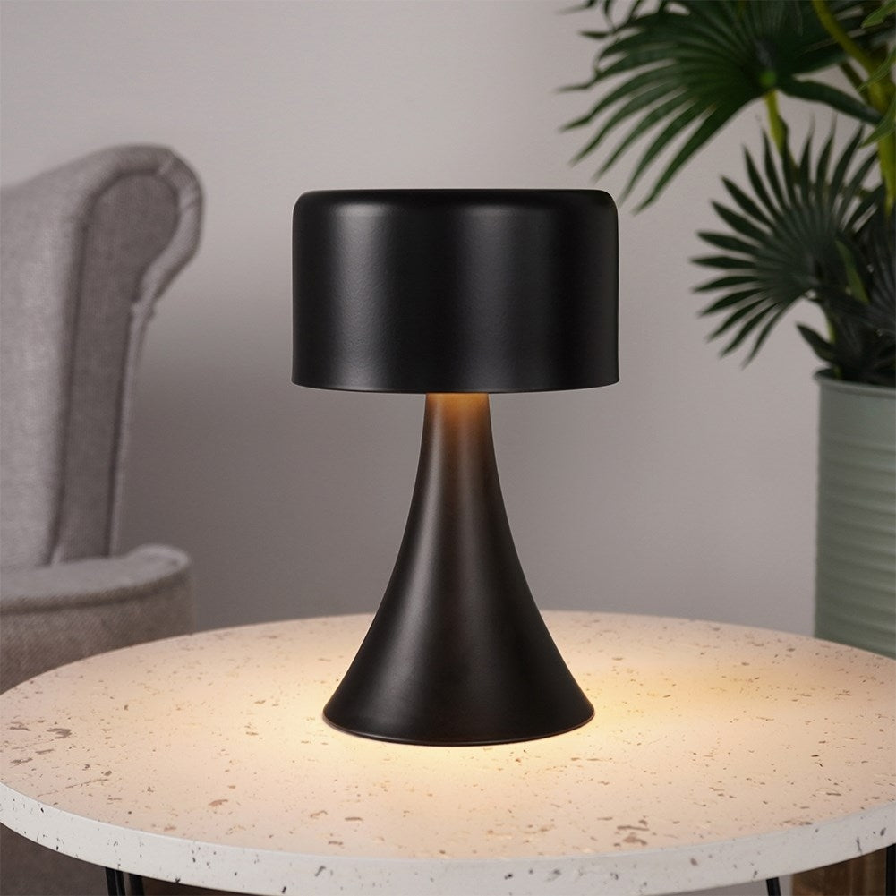Wireless black table lamp with 8 LEDs for home and office