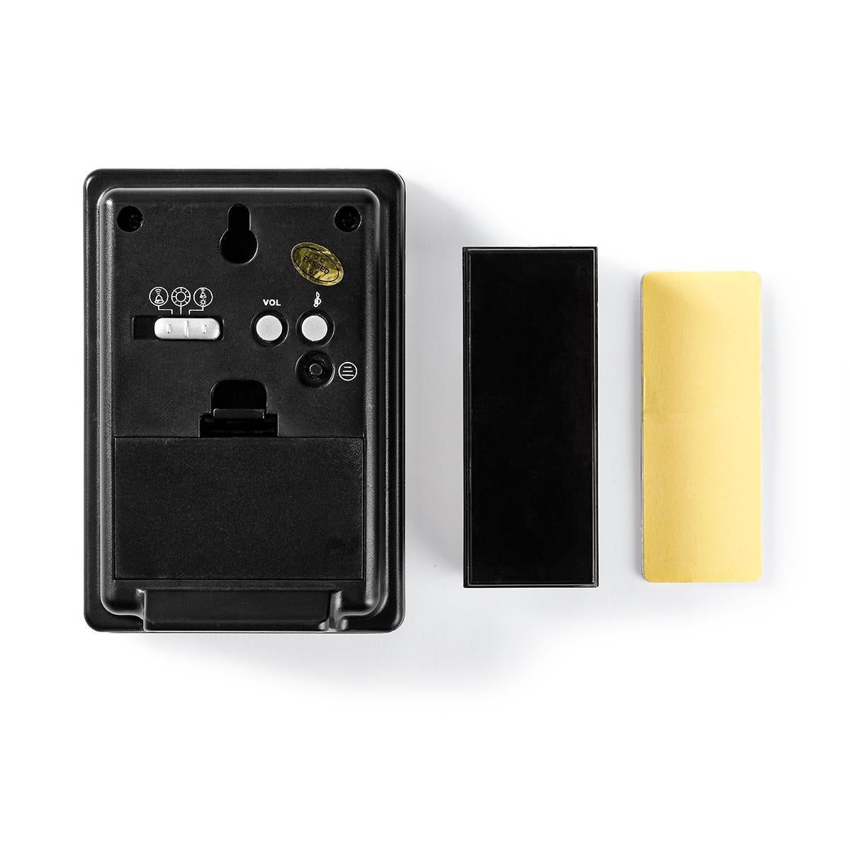 Wireless doorbell | Battery powered | 3 V DC | 1x CR2032 | Volume: 80 dB | Signal range: 300 m | IP44 | 36 Melodies | 1 Recipient | Black