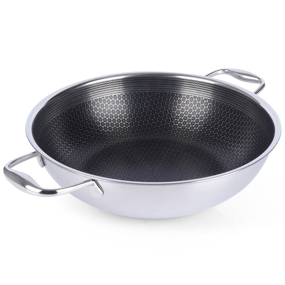Wok: Hybrid Non-Stick, Stainless Steel, Dishwasher Safe