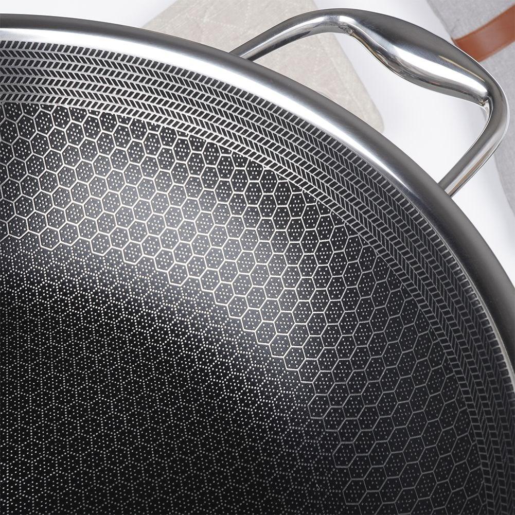 Wok: Hybrid Non-Stick, Stainless Steel, Dishwasher Safe