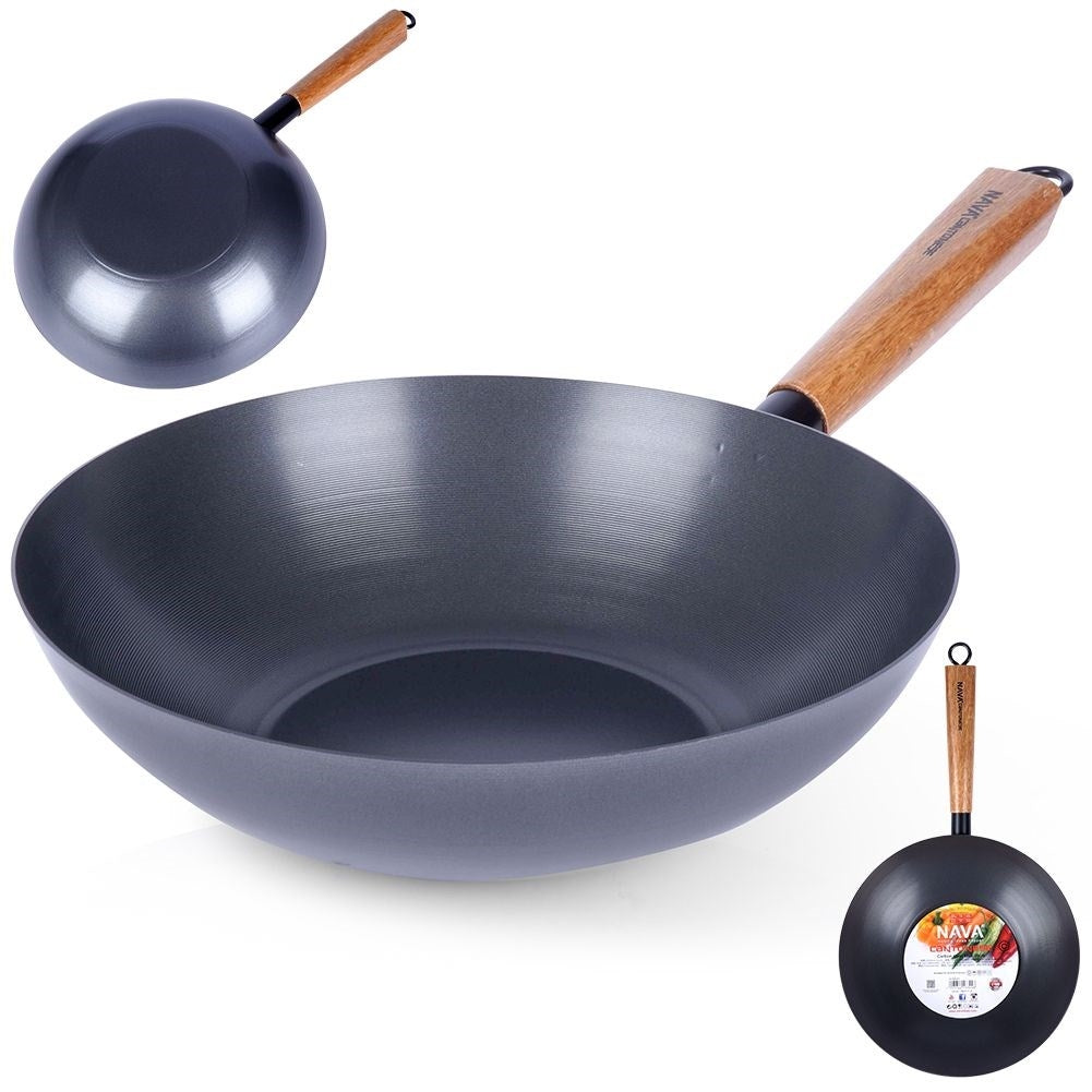 Wok in Carbon Steel with Non-stick for Asian Cooking