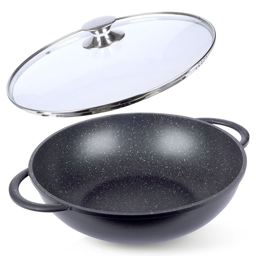 Wok with Pfluon Granite. Perfect for all stoves & dishwasher safe.