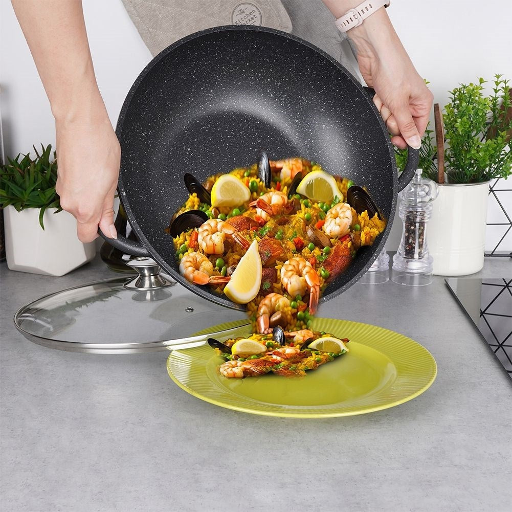 Wok with Pfluon Granite. Perfect for all stoves & dishwasher safe.