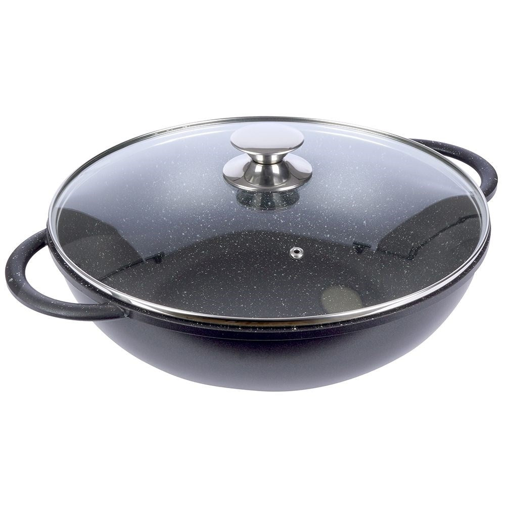 Wok with Pfluon Granite. Perfect for all stoves & dishwasher safe.
