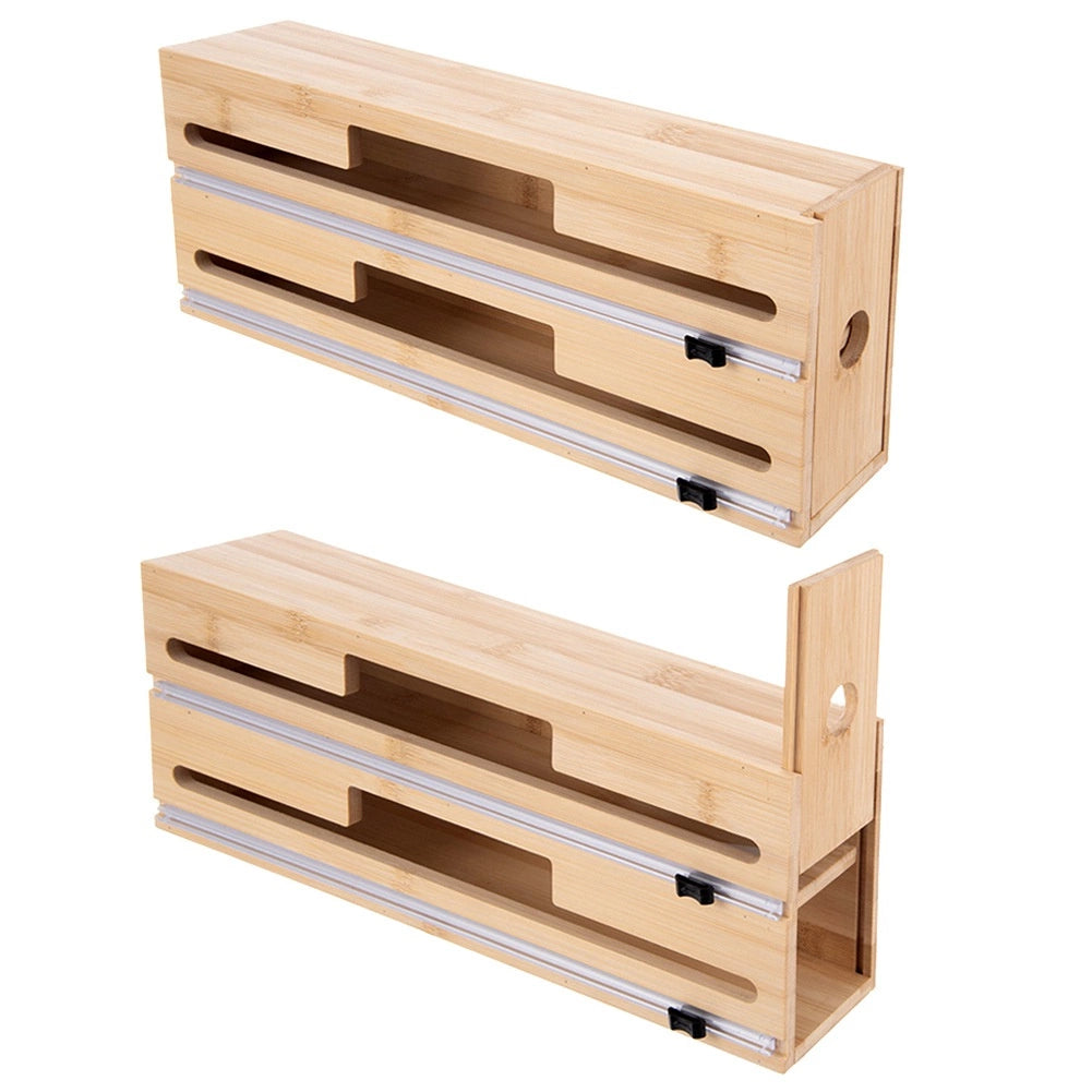 Wooden 2-in-1 Film and Foil Dispenser with Blades