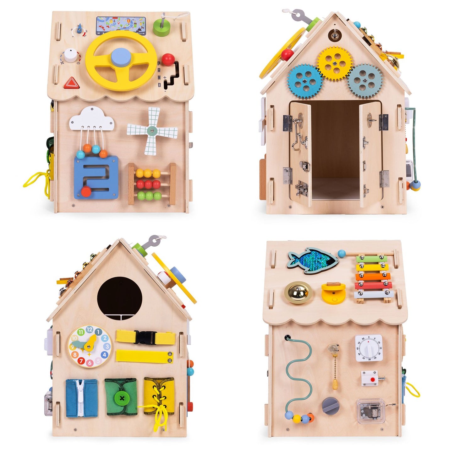 Wooden Activity House for Kids, 30 Educational Games