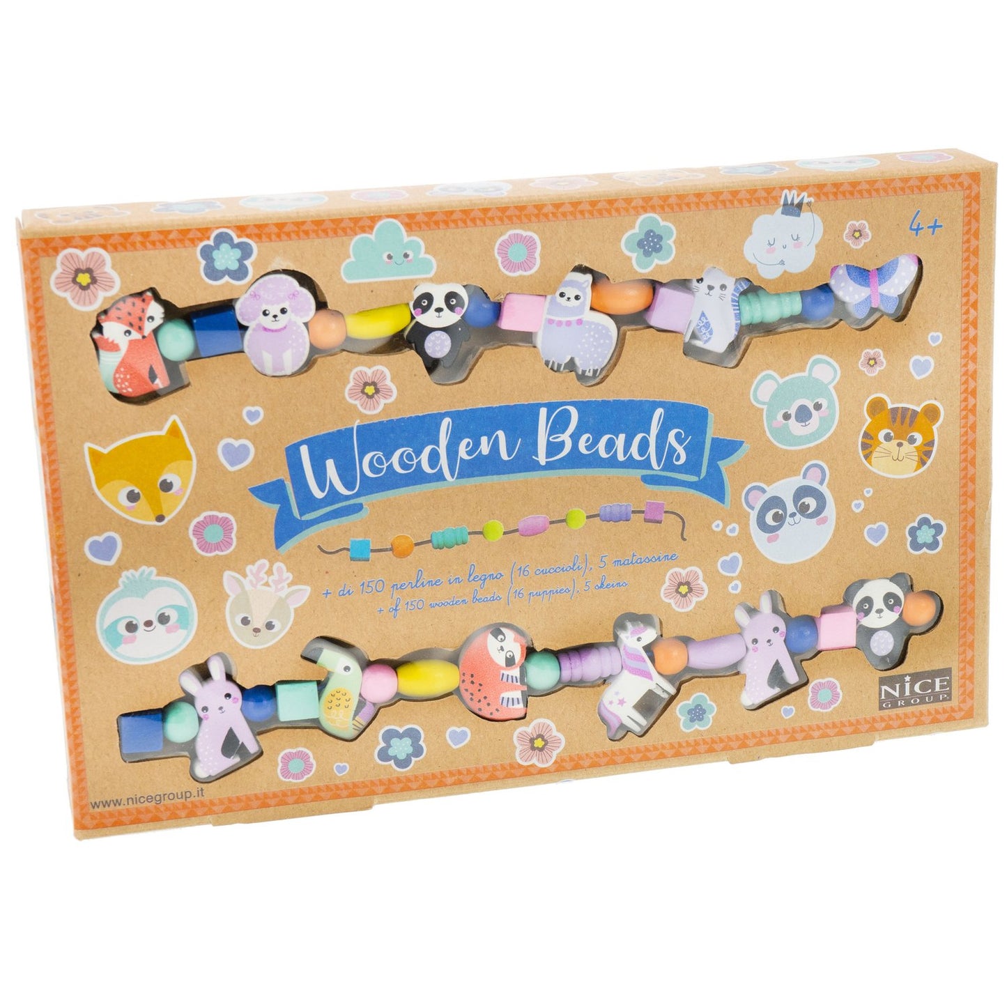 Wooden Beads Set for Kids, 150 Pcs, Animal Shapes