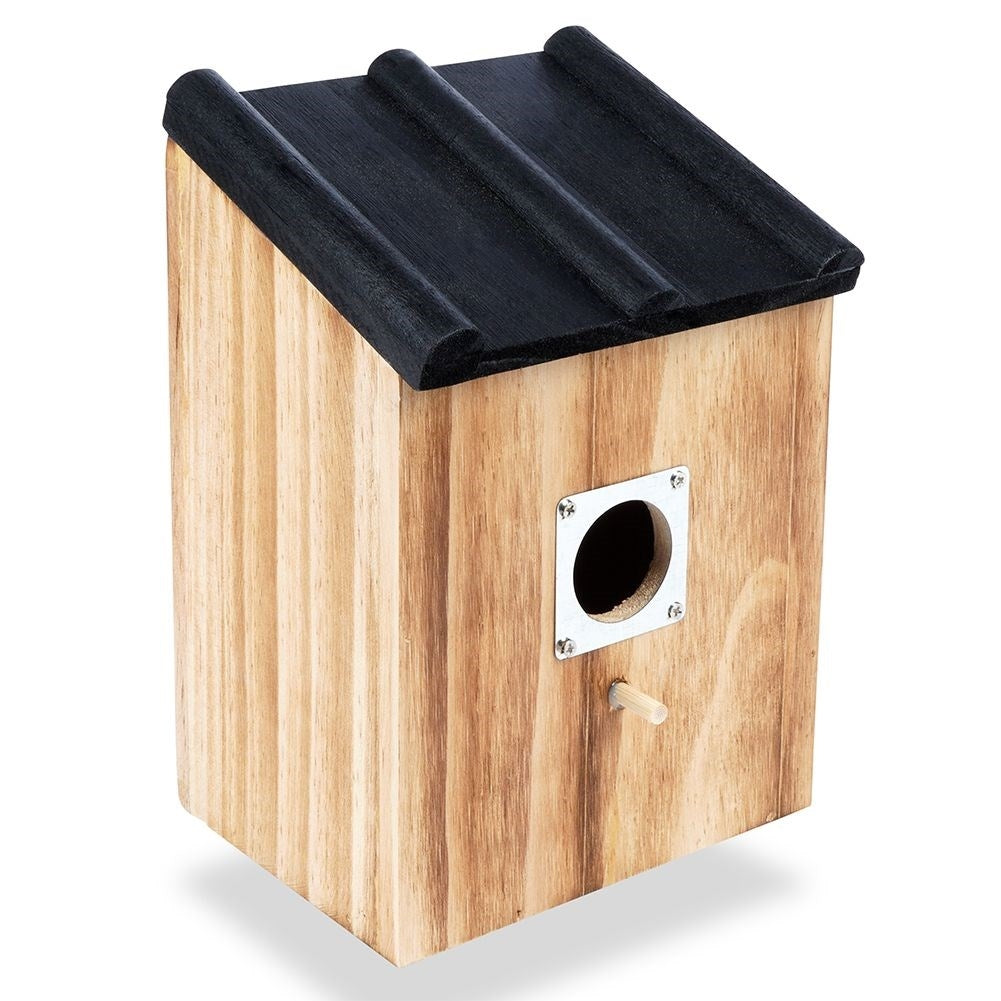 Wooden Birdhouse with Black Roof