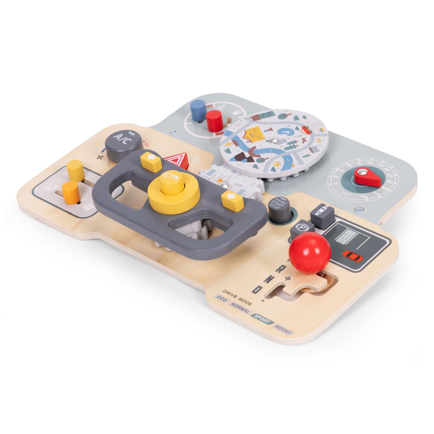 Wooden Car Sensory Board for Kids, 15 Interactive Parts