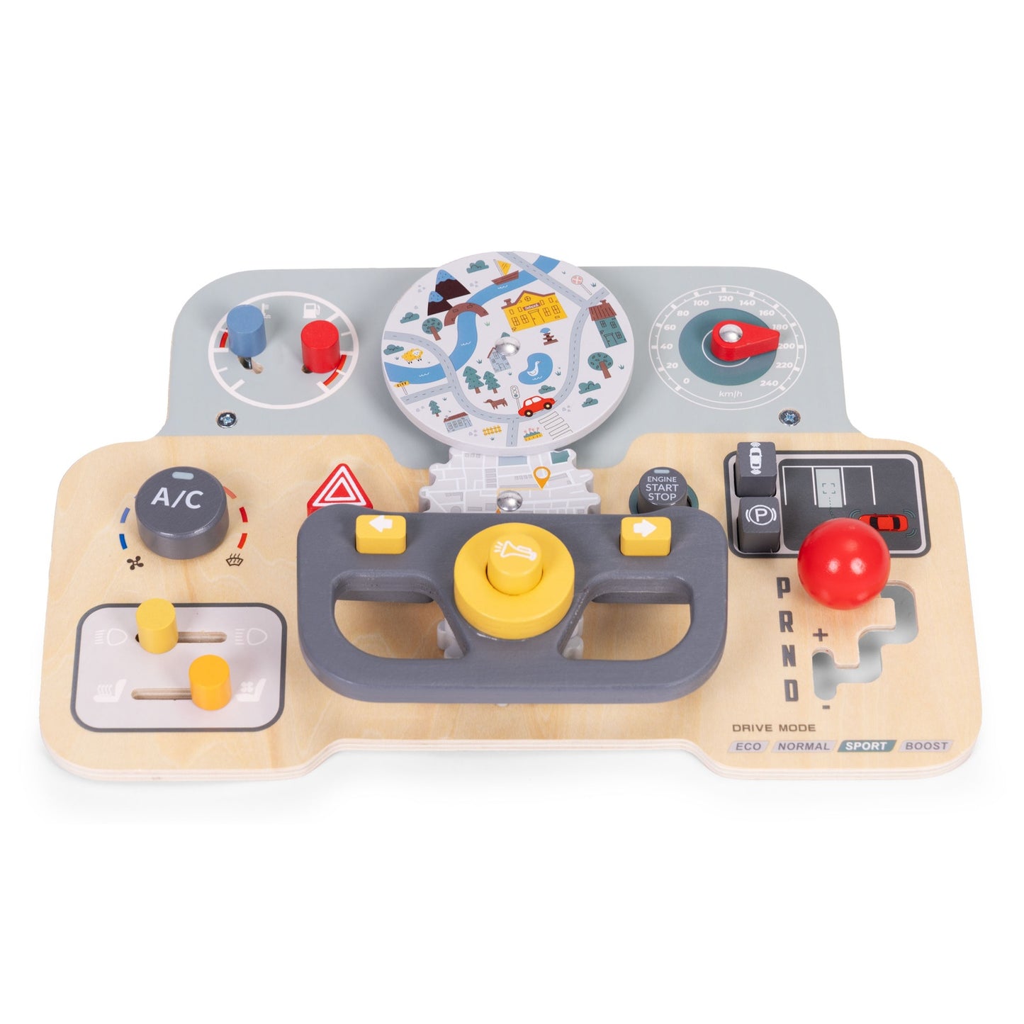 Wooden Car Sensory Board for Kids, 15 Interactive Parts