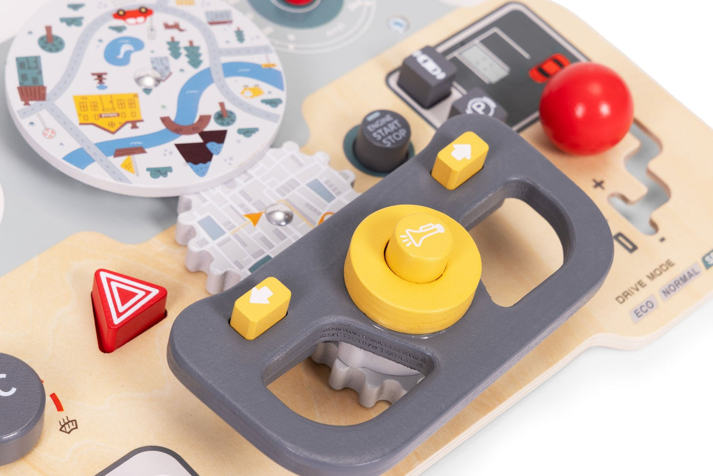 Wooden Car Sensory Board for Kids, 15 Interactive Parts