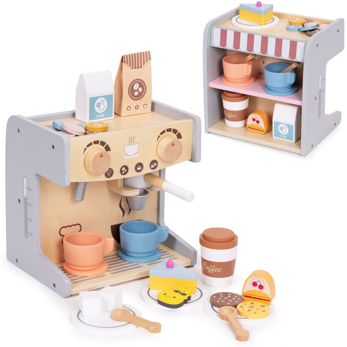Wooden Coffee Maker Toy for Kids – 26 Accessories