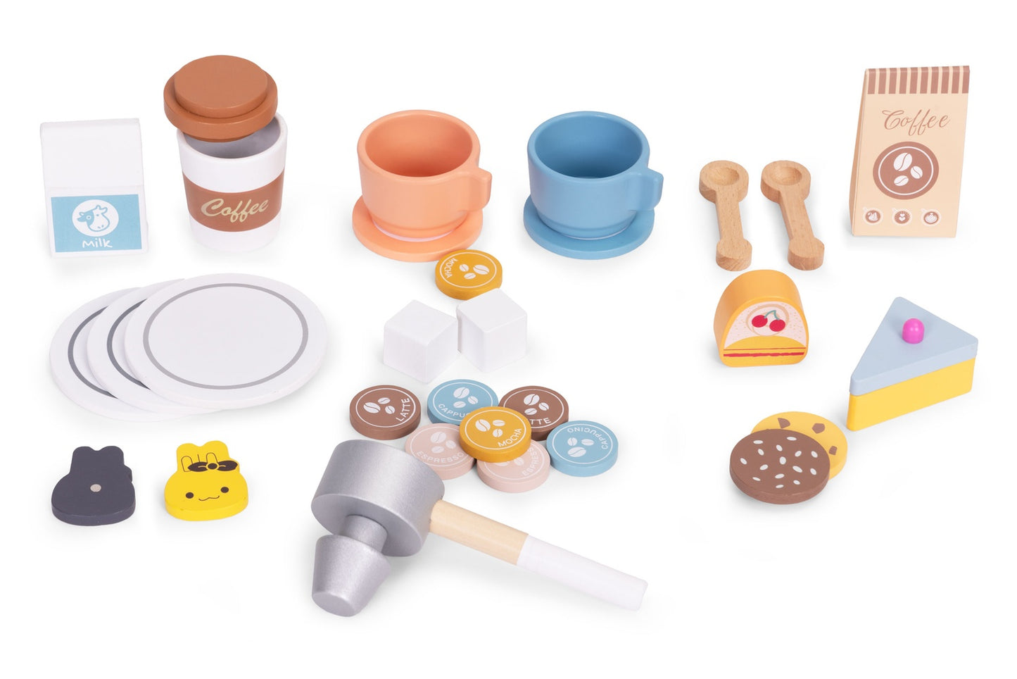 Wooden Coffee Maker Toy for Kids – 26 Accessories