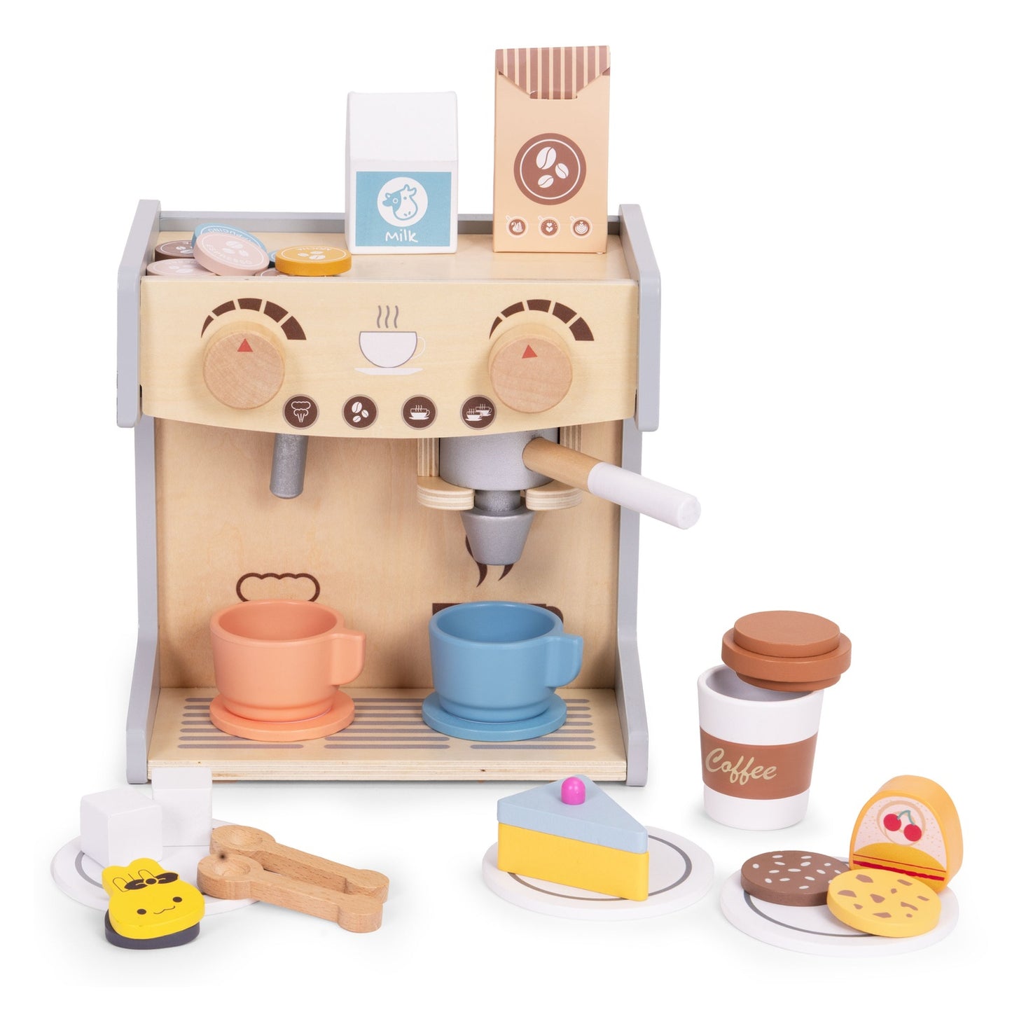 Wooden Coffee Maker Toy for Kids – 26 Accessories
