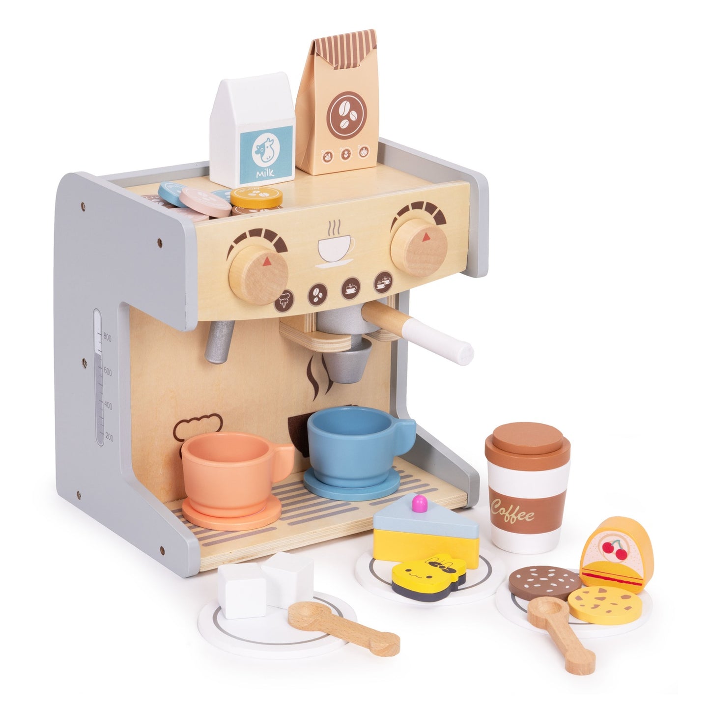 Wooden Coffee Maker Toy for Kids – 26 Accessories