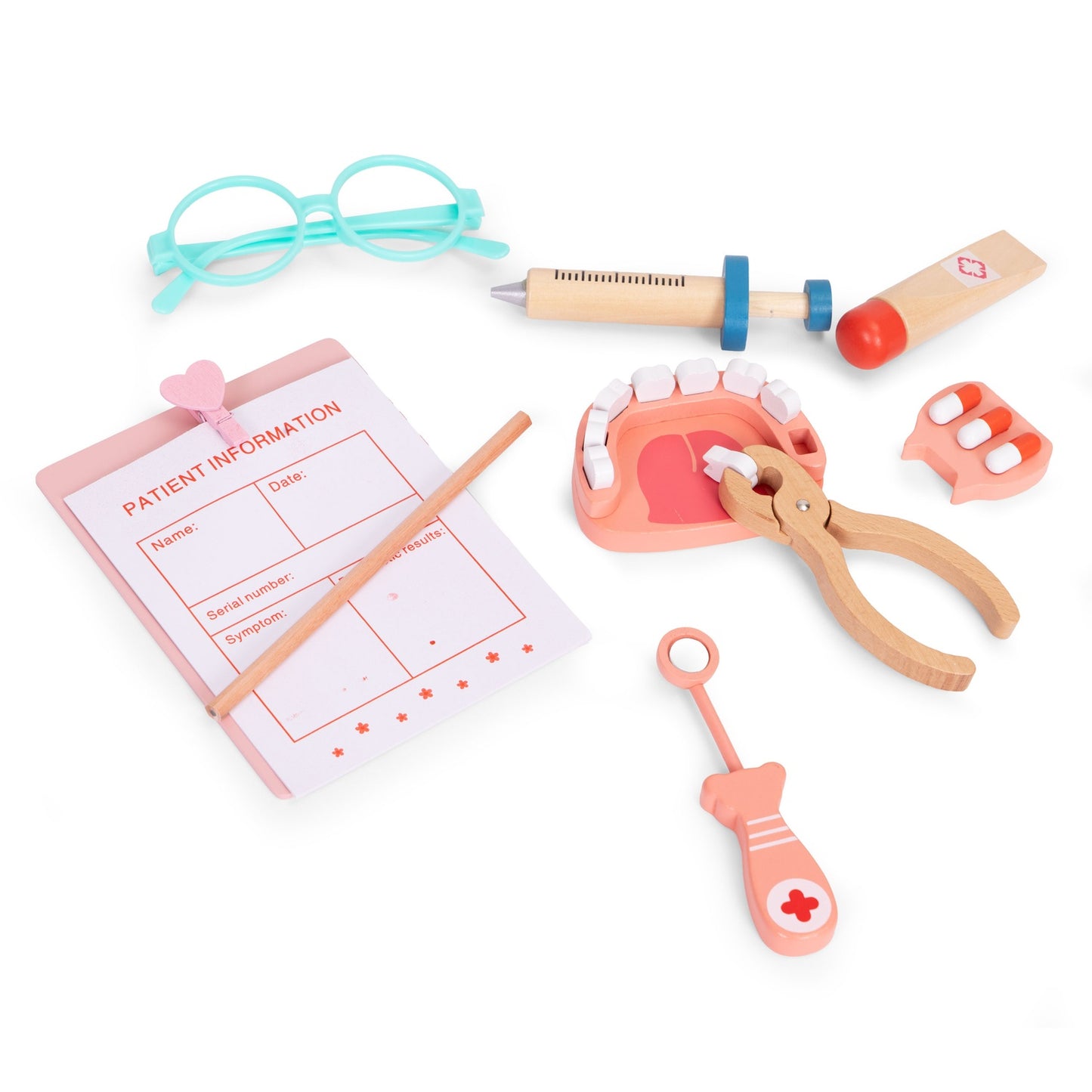Wooden Doctor Play Set for Kids, 28 Pieces with Bag