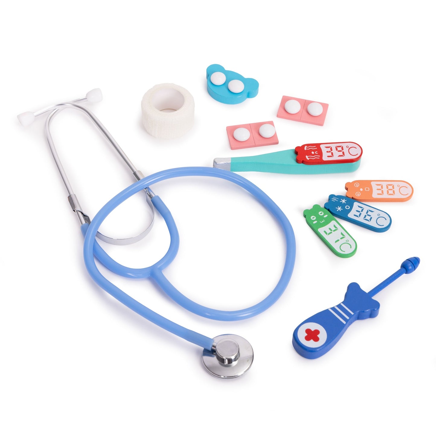 Wooden Doctor Play Set for Kids, 28 Pieces with Bag