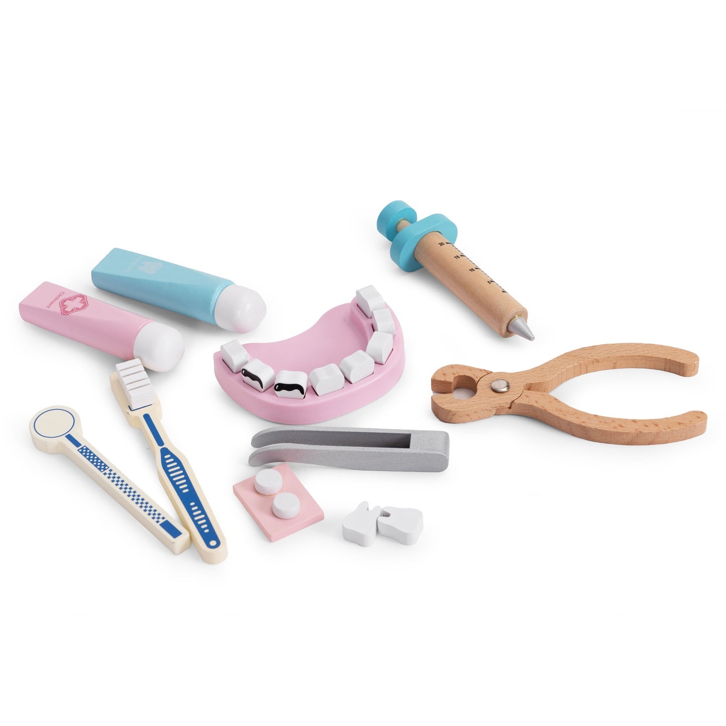 Wooden Doctor Play Set for Kids, 34-Piece Medical Kit