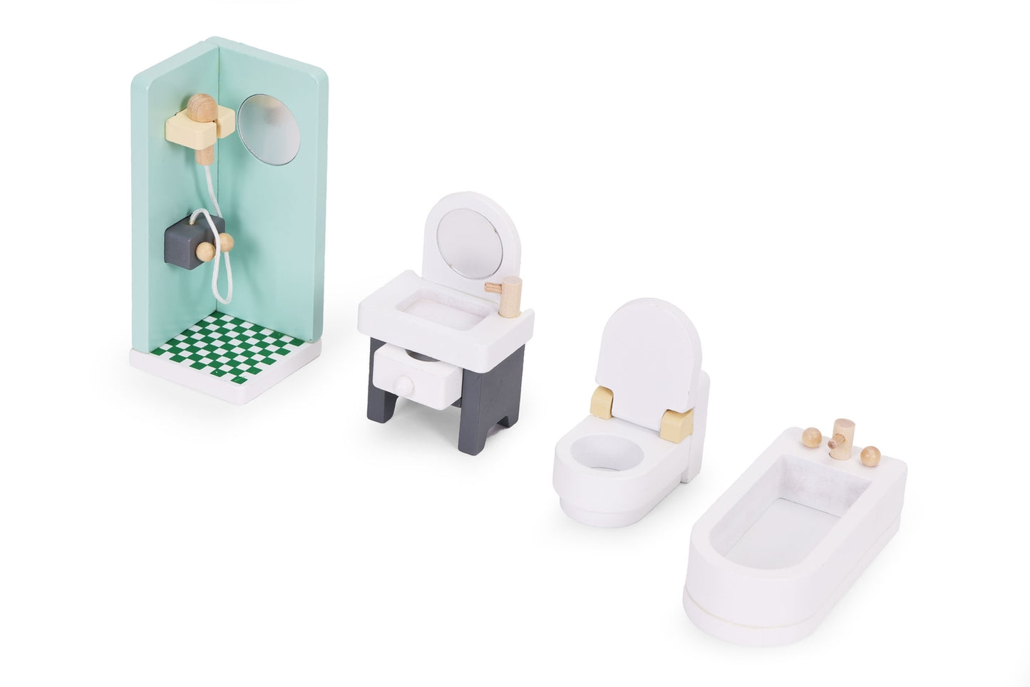 Wooden Dollhouse Furniture Set, 30 Pieces for Kids