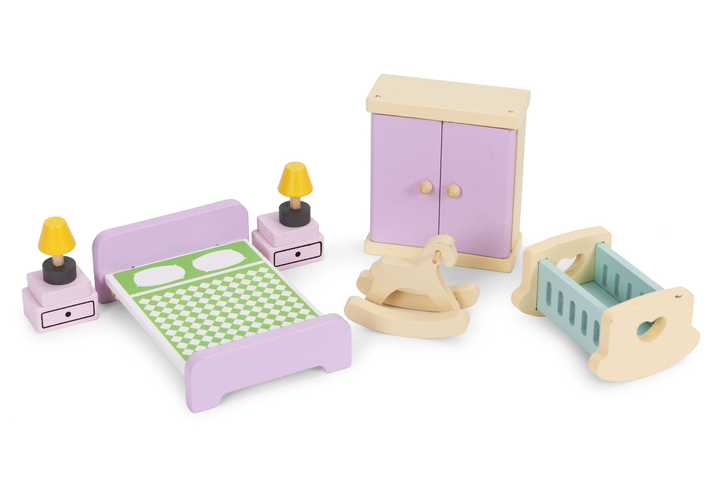 Wooden Dollhouse Furniture Set, 30 Pieces for Kids