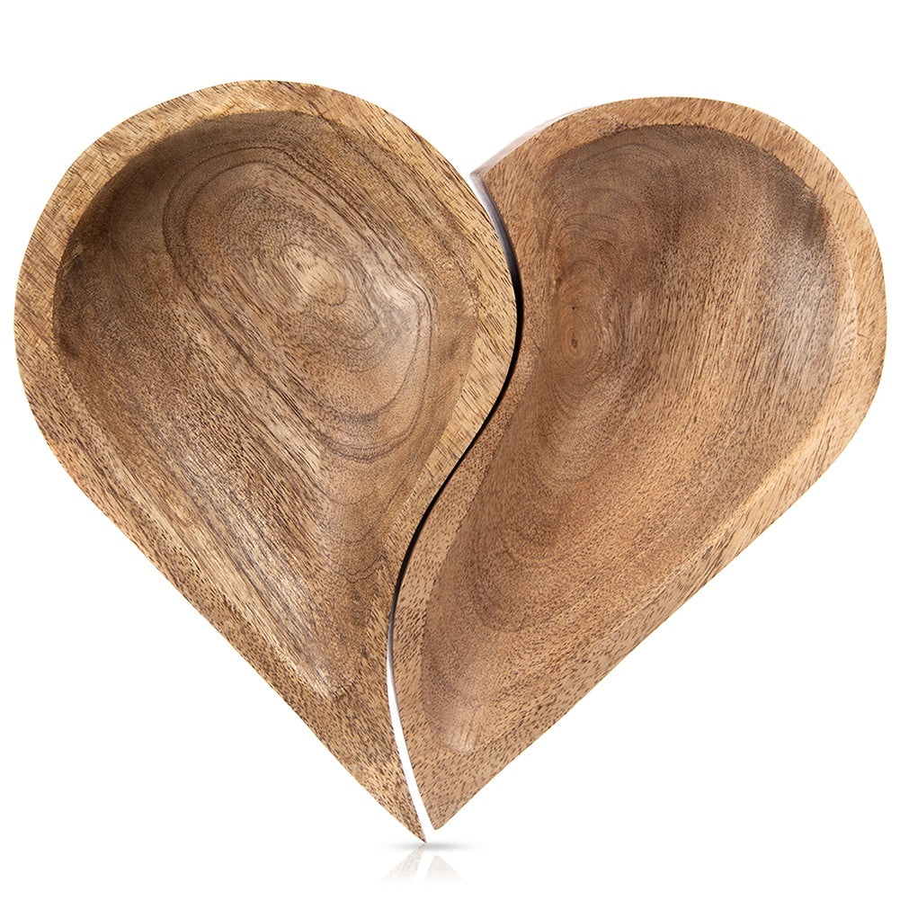 Wooden Heart-Shaped Serving Plates, Mango, Set of 2