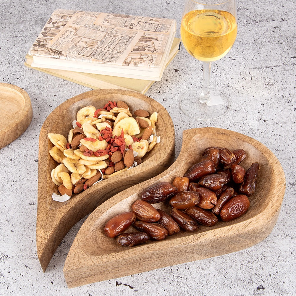 Wooden Heart-Shaped Serving Plates, Mango, Set of 2