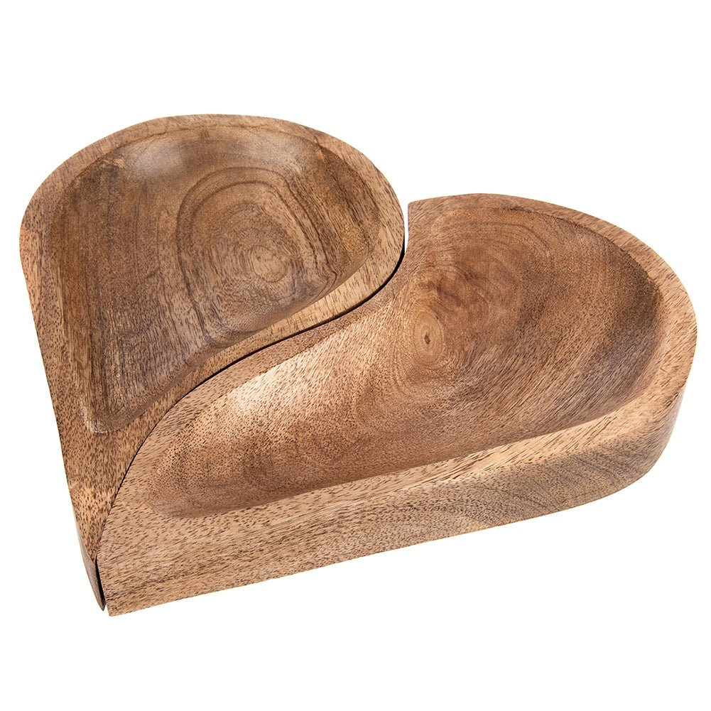 Wooden Heart-Shaped Serving Plates, Mango, Set of 2
