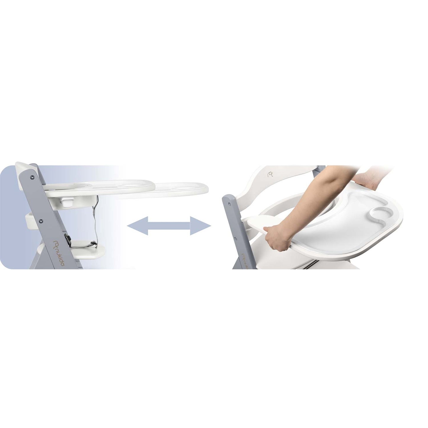 Wooden High Chair for Kids, Adjustable, Removable Tray