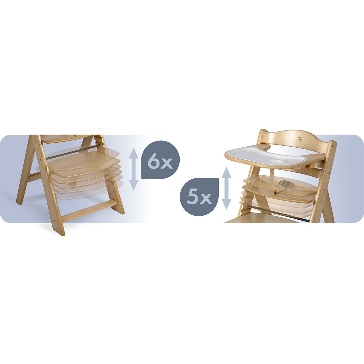 Wooden High Chair for Kids, Adjustable, Removable Tray