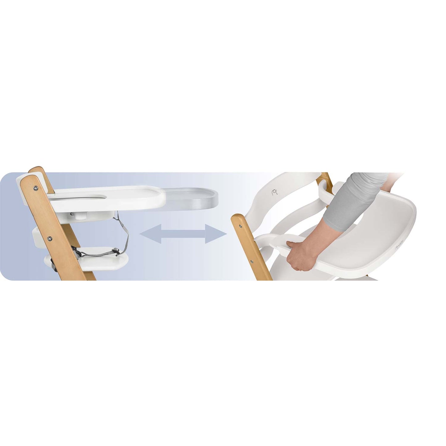 Wooden High Chair for Kids, Adjustable, Removable Tray