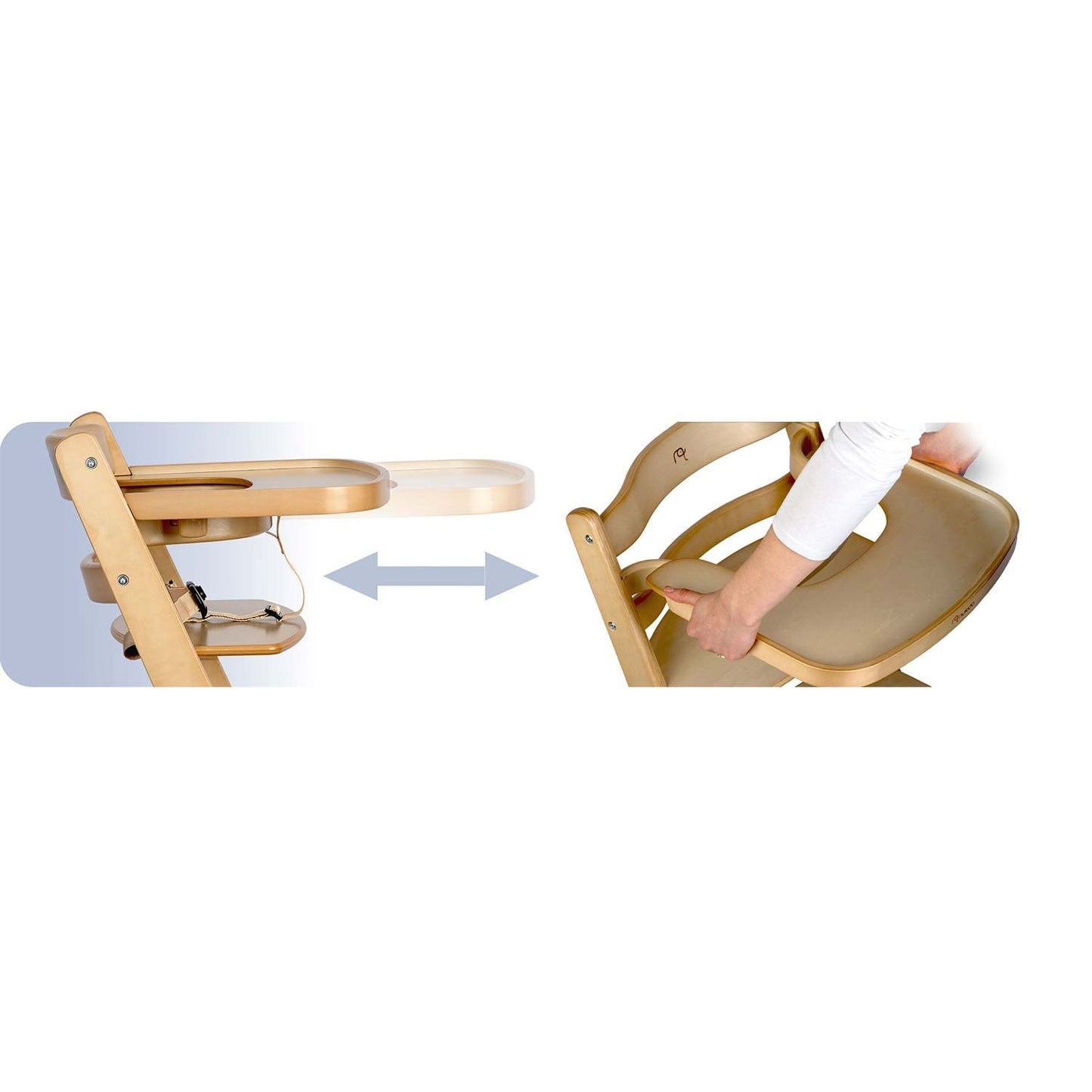 Wooden High Chair for Kids, Adjustable, Removable Tray