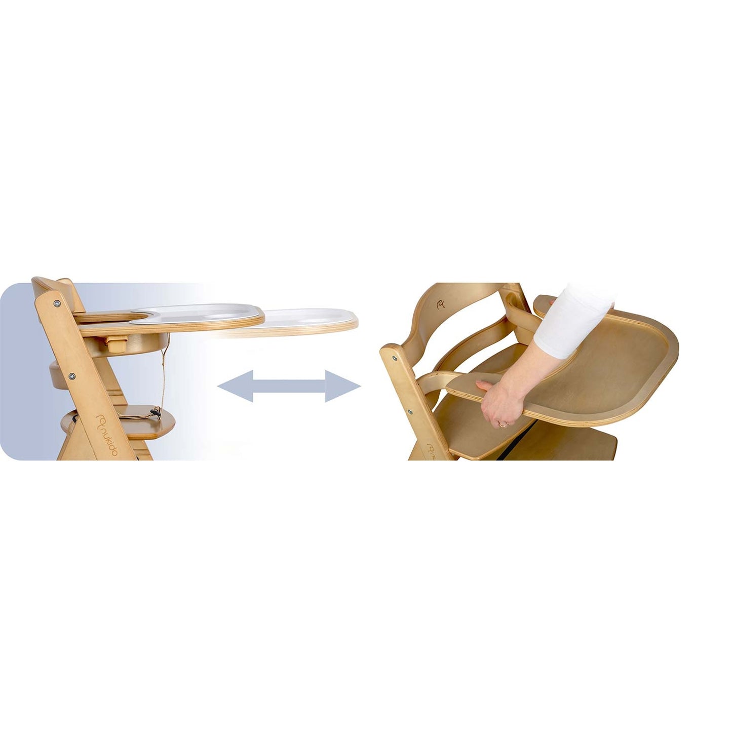 Wooden High Chair for Kids, Adjustable, Removable Tray