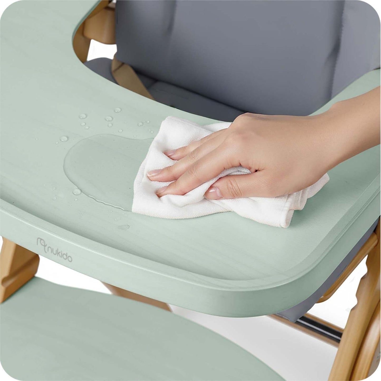 Wooden High Chair for Kids, Adjustable, Removable Tray