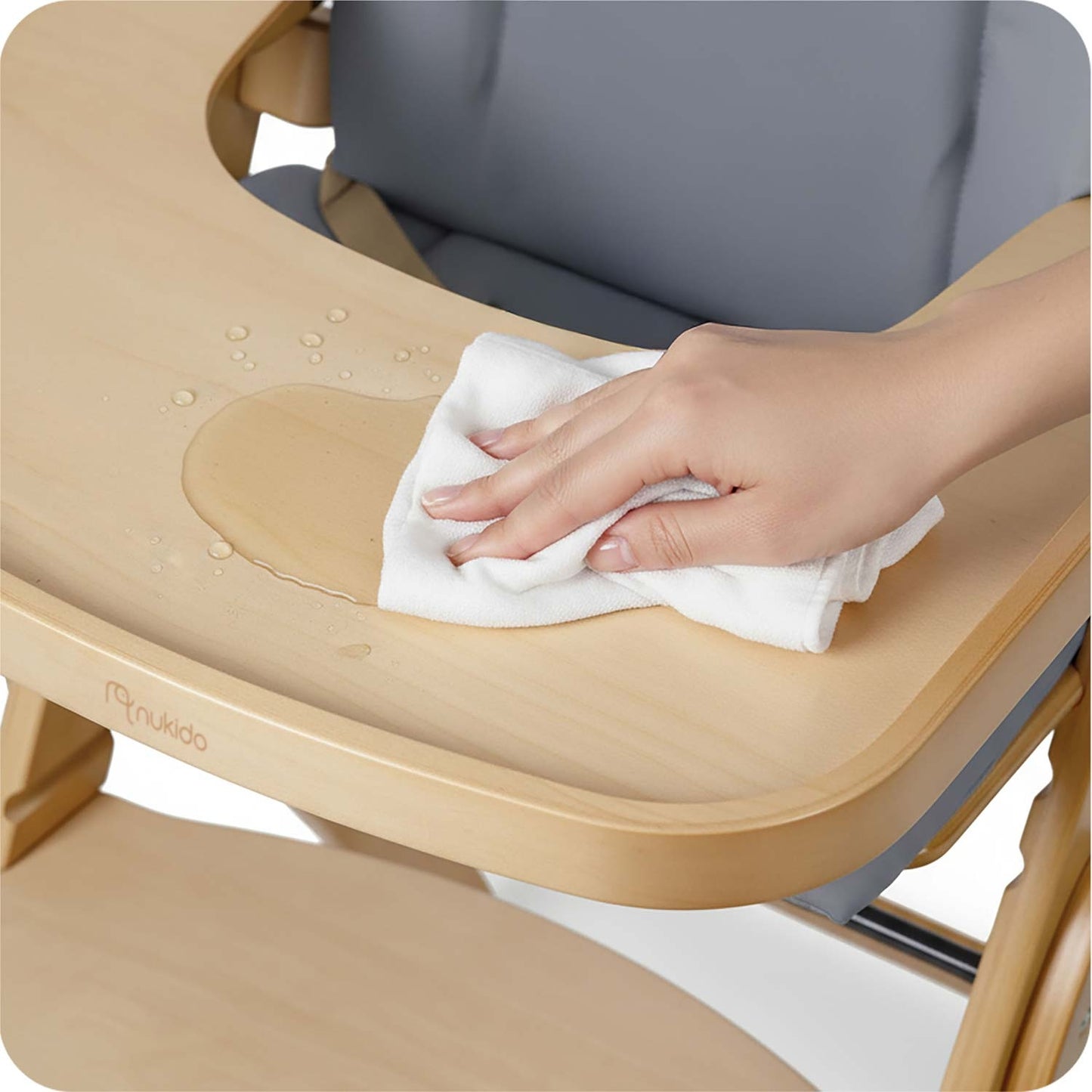 Wooden High Chair for Kids, Adjustable, Removable Tray