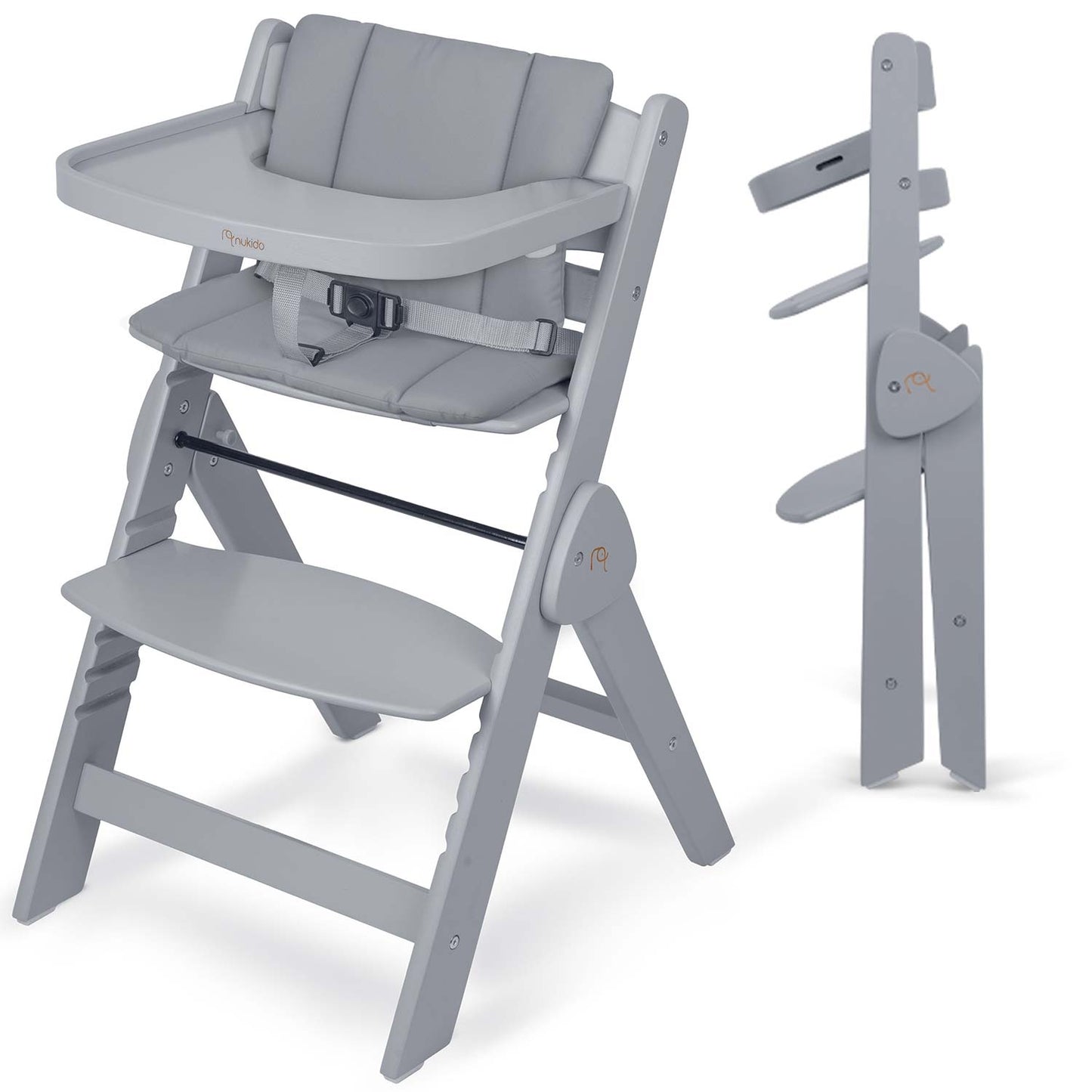 Wooden High Chair for Kids, Adjustable, Removable Tray