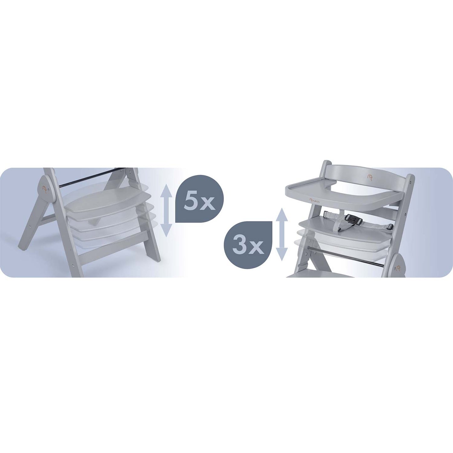 Wooden High Chair for Kids, Adjustable, Removable Tray