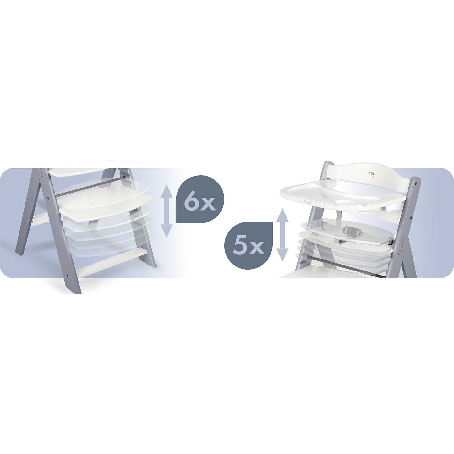 Wooden High Chair for Kids, Adjustable, Removable Tray