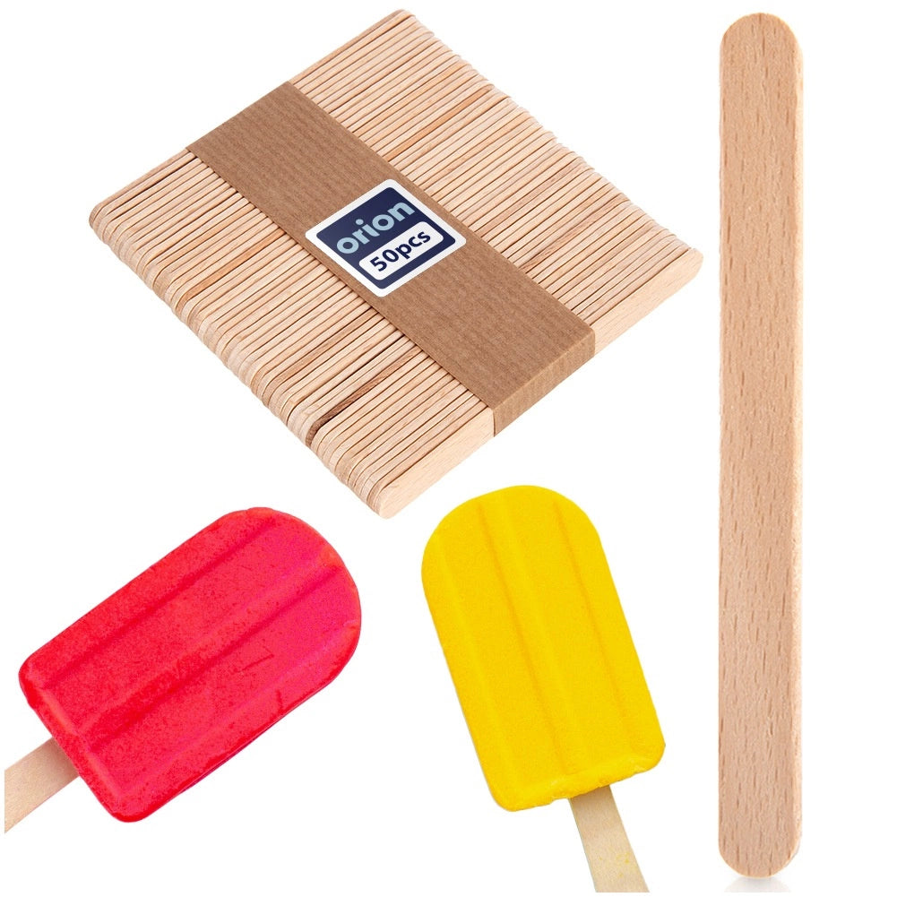 Wooden Ice Cream Sticks, 50 Pcs – Beech Wood, 9.5 cm