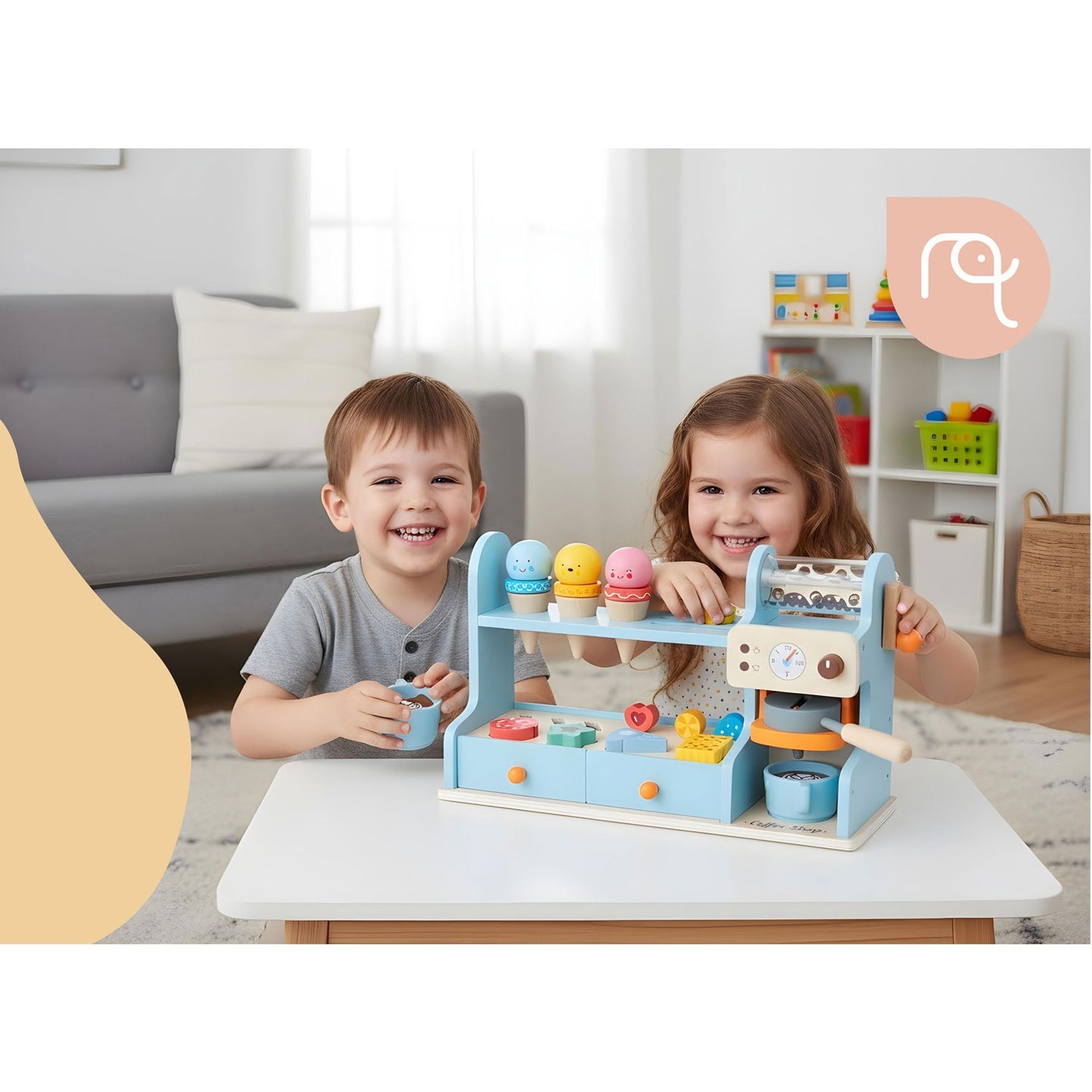 Wooden Kids Cafe & Ice Cream Shop Playset
