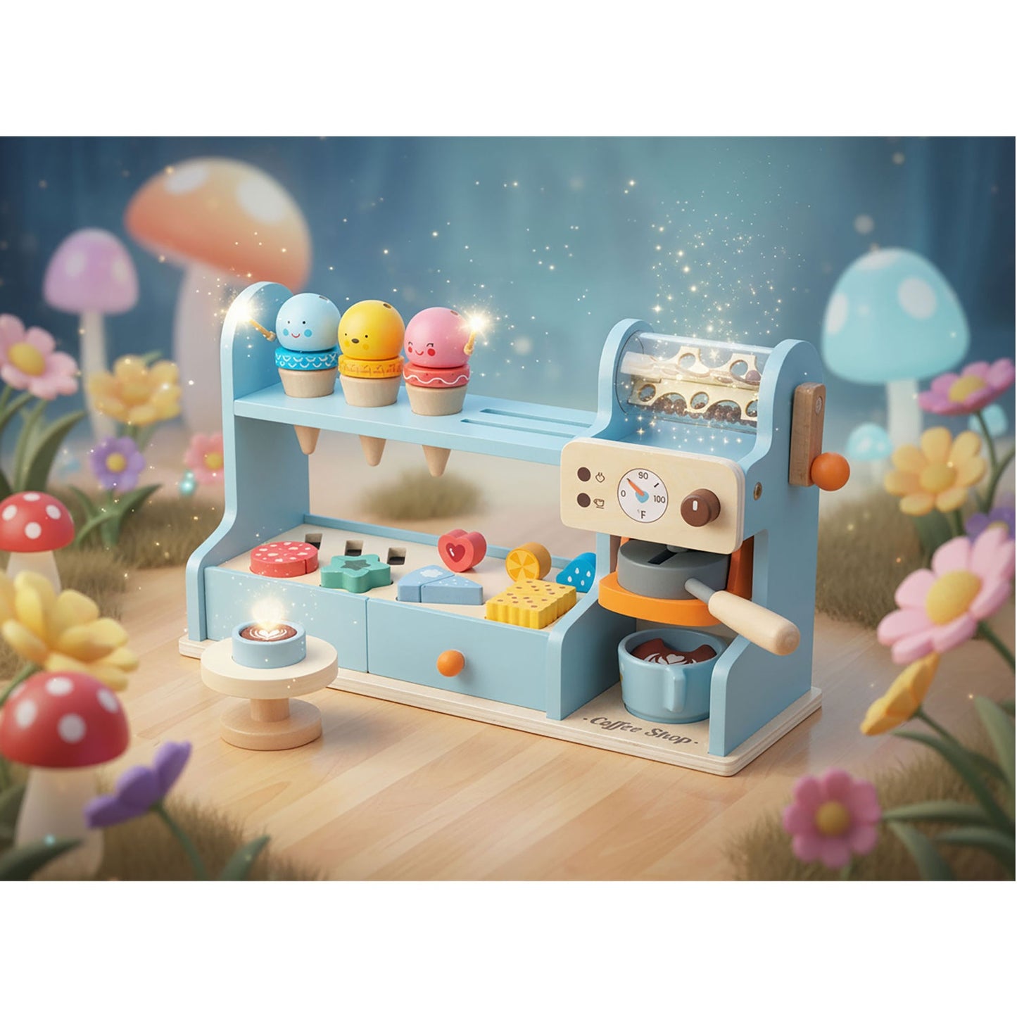 Wooden Kids Cafe & Ice Cream Shop Playset