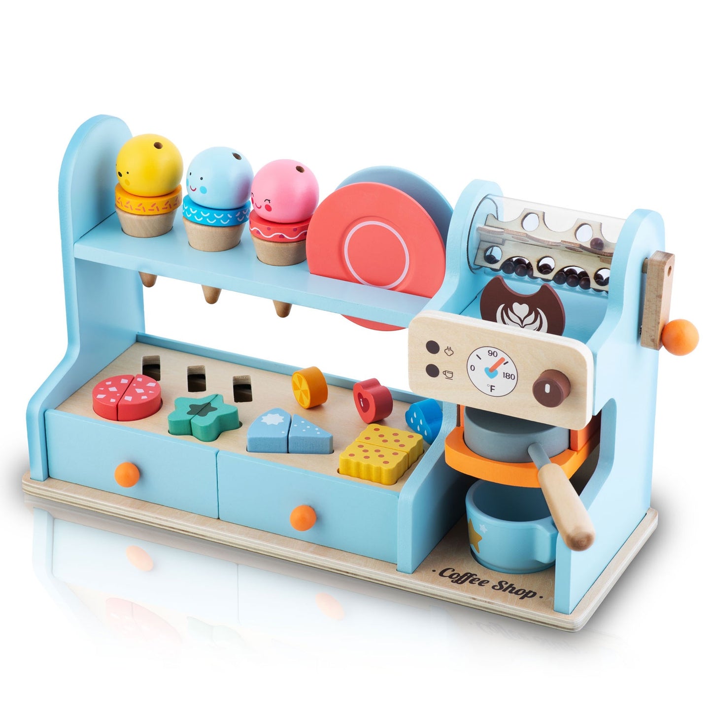 Wooden Kids Cafe & Ice Cream Shop Playset