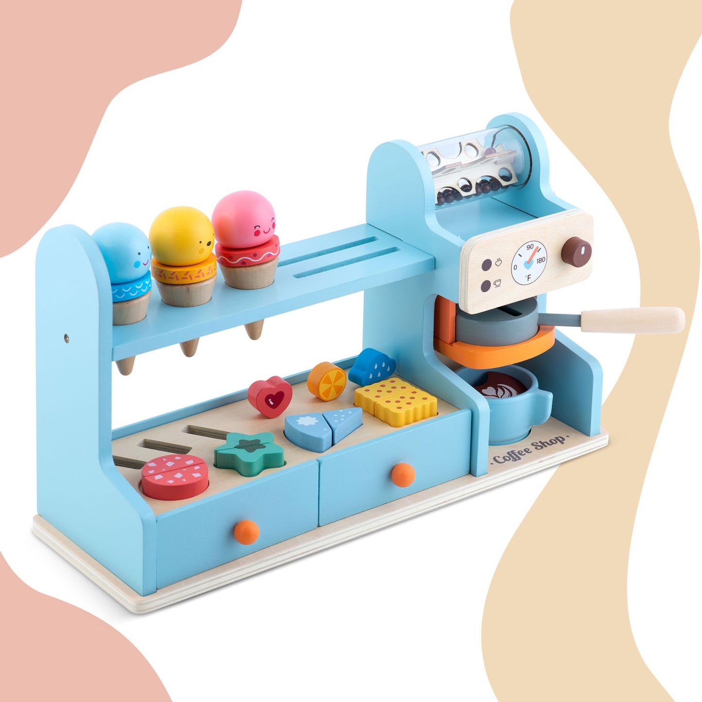 Wooden Kids Cafe & Ice Cream Shop Playset