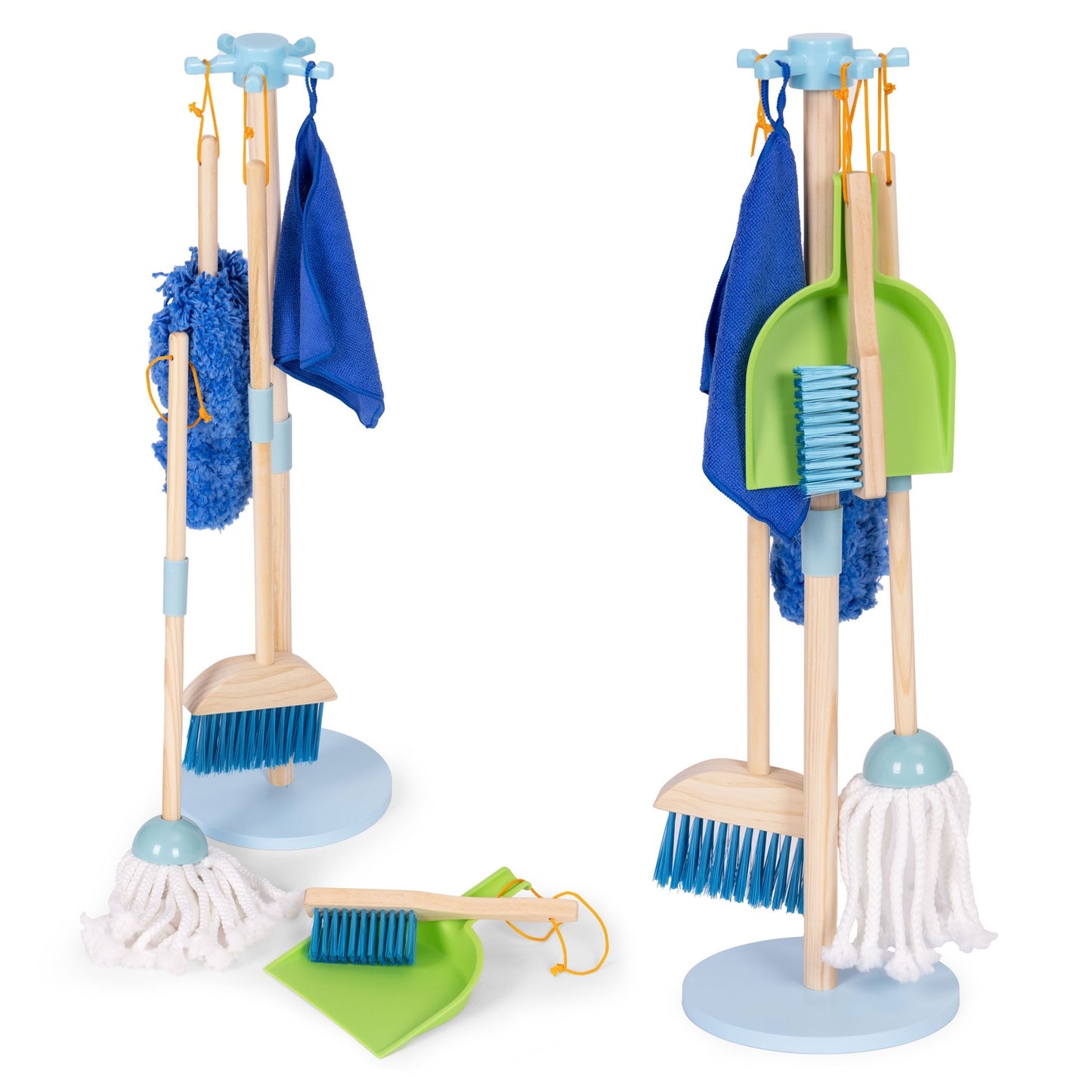 Wooden Kids Cleaning Set – Mop, Broom, Dustpan, 7 Pcs