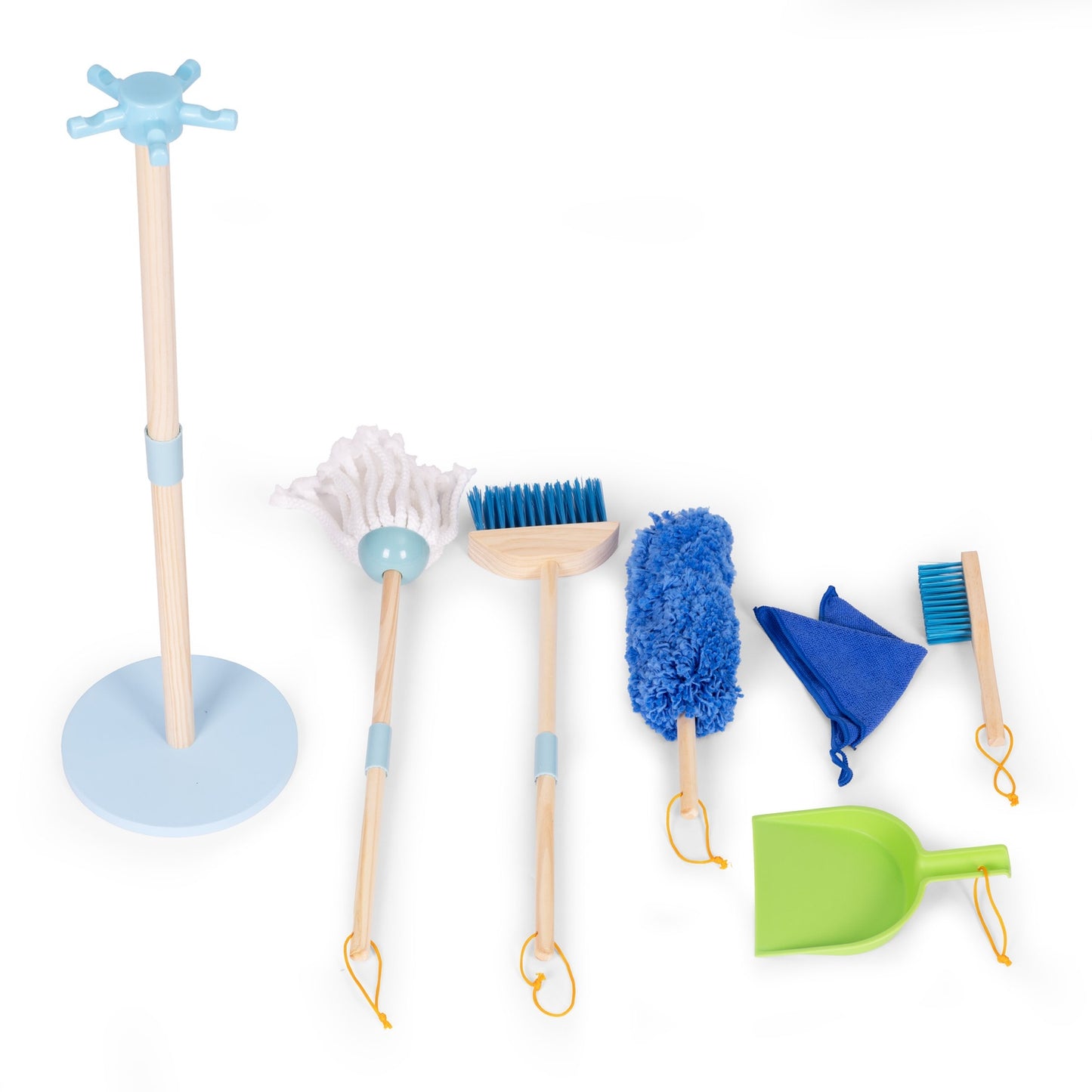 Wooden Kids Cleaning Set – Mop, Broom, Dustpan, 7 Pcs