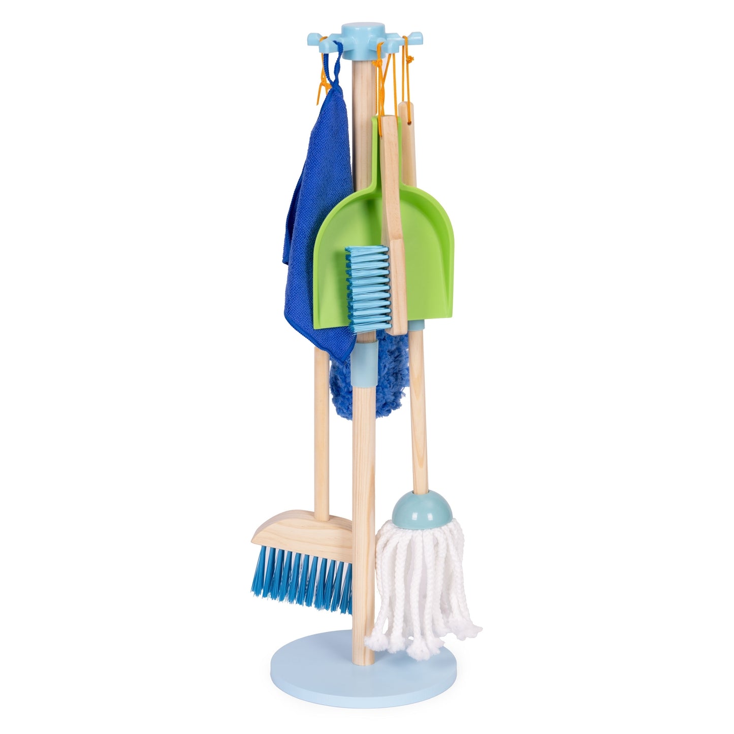 Wooden Kids Cleaning Set – Mop, Broom, Dustpan, 7 Pcs