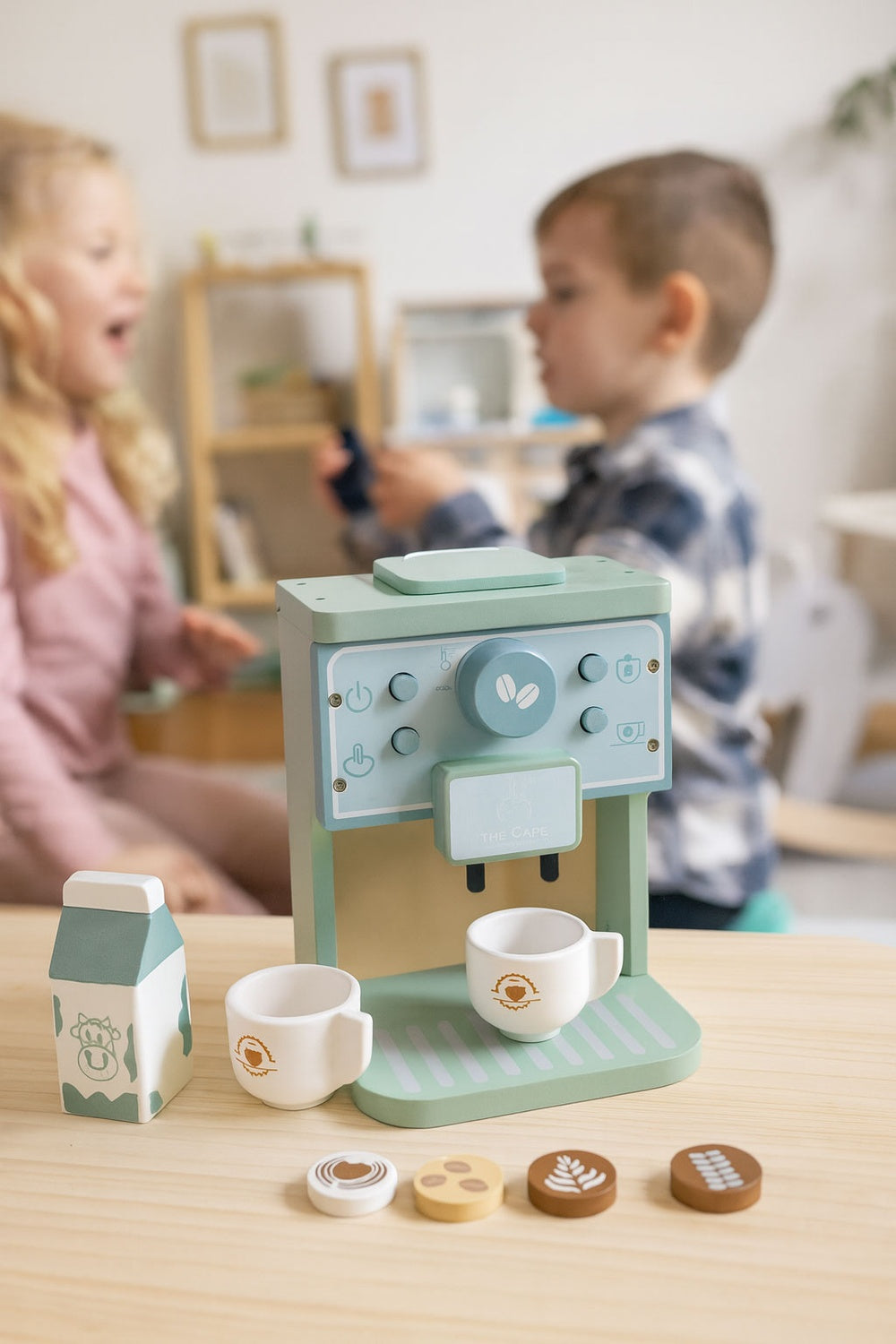Wooden Kids Coffee Maker Set – 8-Piece Play Barista Kit